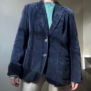 Vintage 1990s Toffee Blue Velvet Blazer Preppy Women’s Size 14